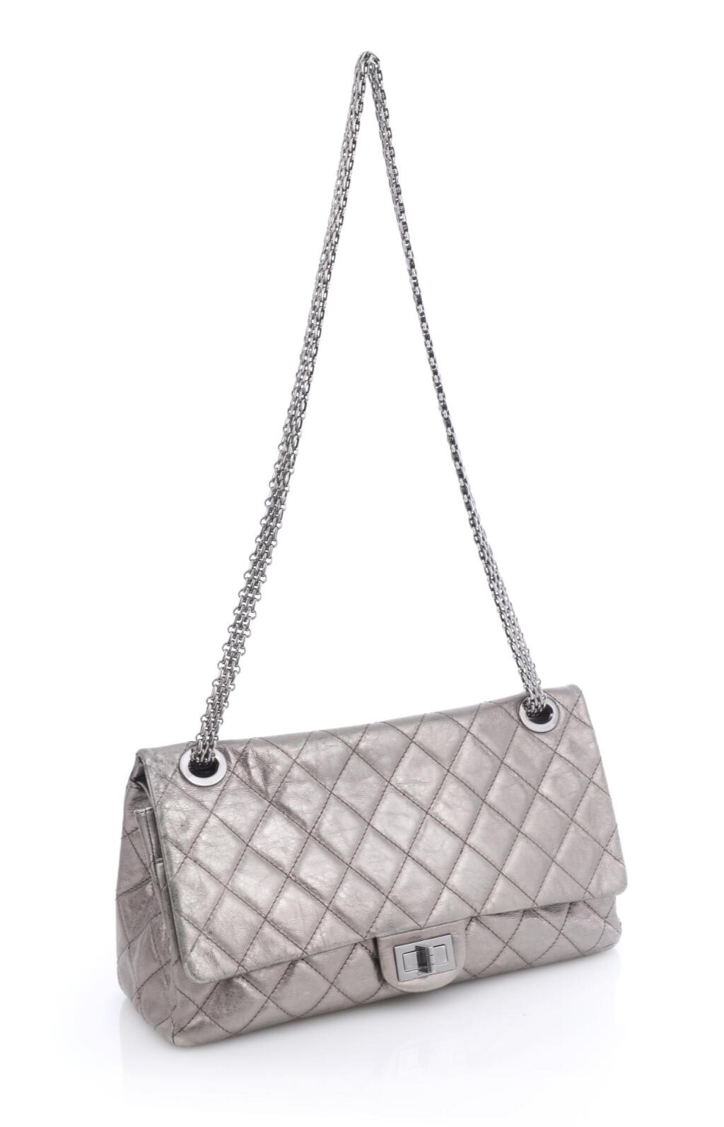 View full screen - View 1 of Lot 167. Silver Aged Calfskin Quilted Reissue 228 Double Flap Ruthenium Hardware, 2009 (Borsa quilted reissue flap, argento 2008 -2009).