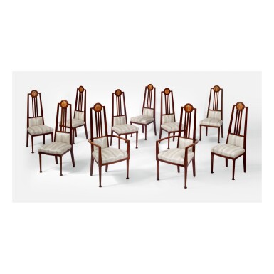 View full screen - View 1 of Lot 133. GEORGE MONTAGUE ELLWOOD | SET OF TEN DINING CHAIRS.