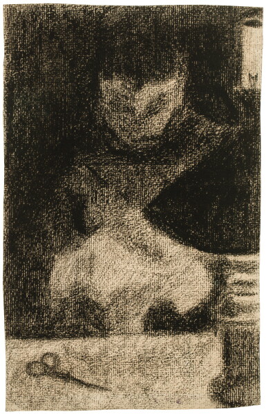 View full screen - View 1 of Lot 114. PAUL SIGNAC | FEMME COUSANT (ÉTUDE POUR LES MODISTES).