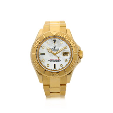 View full screen - View 1 of Lot 302. ROLEX | REFERENCE 16628B YACHT-MASTER A YELLOW GOLD, DIAMOND AND SAPPHIRE-SET AUTOMATIC WRISTWATCH WITH DATE AND BRACELET, CIRCA 2000.