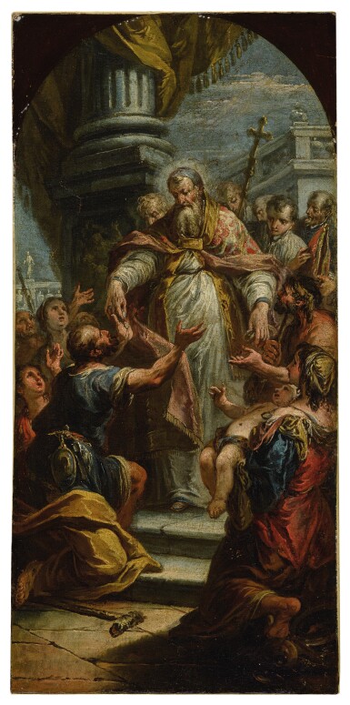 View full screen - View 1 of Lot 1023. JACOPO PAOLO MARIESCHI | SAINT JOHN THE MERCIFUL DISTRIBUTING ALMS, A BOZZETTO.