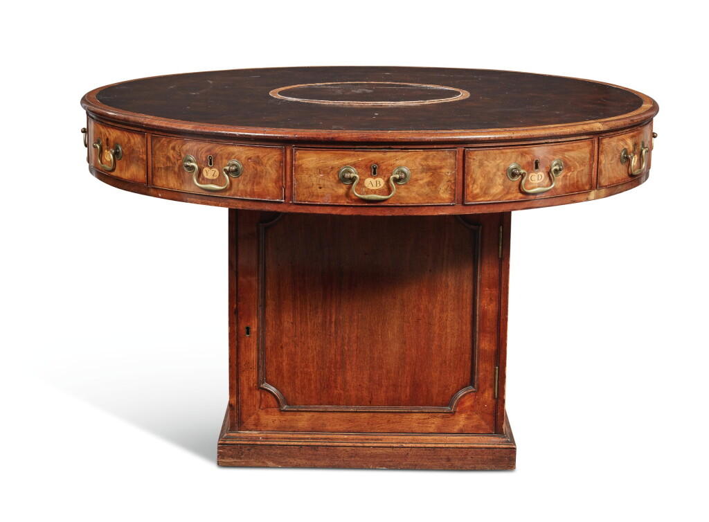 View full screen - View 1 of Lot 211. A LATE GEORGE III MAHOGANY RENT TABLE, CIRCA 1800.