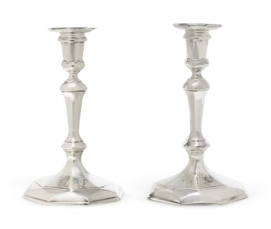 View full screen - View 1 of Lot 203. A Pair of George I Silver Octagonal Candlesticks, George Boothby, London, 1720, Britannia Standard.