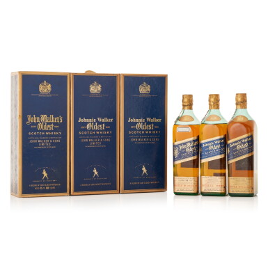 View full screen - View 1 of Lot 9723. Johnnie Walker Oldest Blue Label 43.0 abv NV (3 BT75).