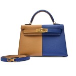 Bleu Saphir and Sesame Epsom Casaque HSS Mini Kelly II 20 Gold Hardware, 2022