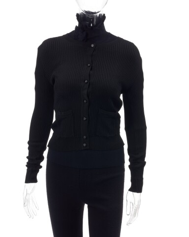 View full screen - View 1 of Lot 122. Black cardigan and embellished long sleeve top.