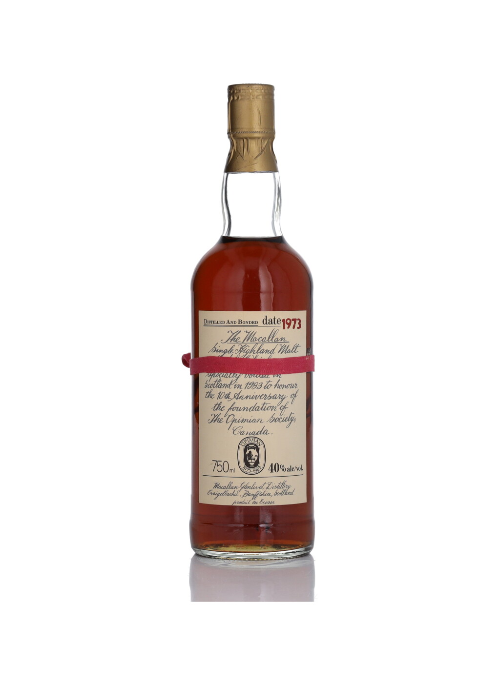 View full screen - View 1 of Lot 94. The Macallan Handwritten Label Opimian Society 40.0 abv 1973 (1 BT 75cl).
