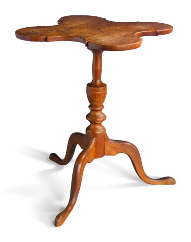 View full screen - View 1 of Lot 184. Federal Cherrywood Scallop-Top Candlestand circa 1785.