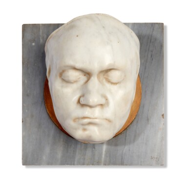 View full screen - View 1 of Lot 121. Ludwig van Beethoven. Marble sculpture by Lina Arpesani, possibly after a variant of the life mask by Franz Klein, 1923.