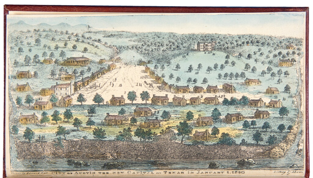 View full screen - View 1 of Lot 46. Lawrence, A. B. (attributed to) | The earliest first-hand bird's-eye view of Austin, Texas.