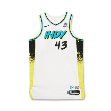 View full screen - View 1 of Lot 7. Pascal Siakam Indiana Pacers 2025 NBA Playoffs Eastern Conference Semifinals Game Worn City Edition Jersey | Game 4 | Matched to 2 Playoff Games.