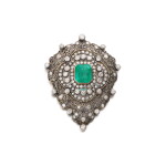 Broche-pendentif émeraude et diamants | Emerald and diamond brooch/pendant
