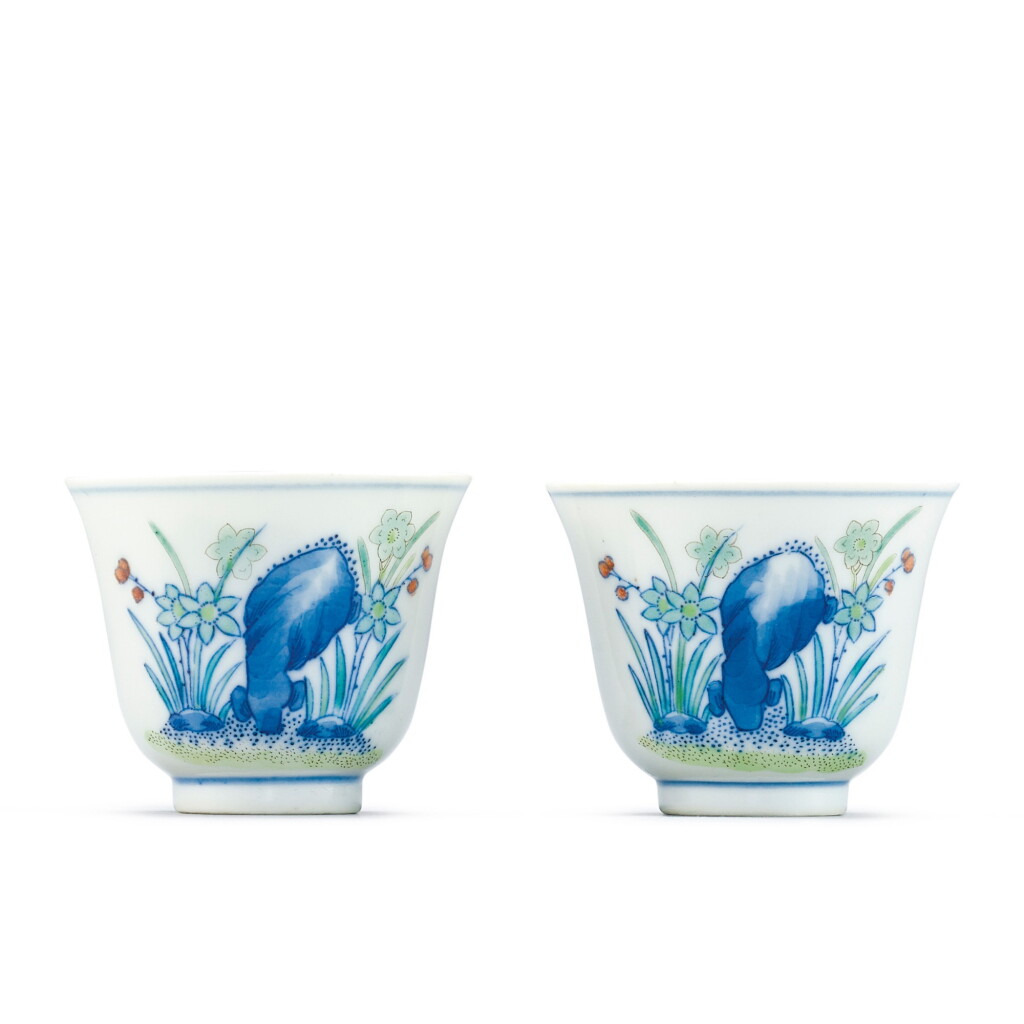 View full screen - View 1 of Lot 506. A PAIR OF DOUCAI AND FAMILLE-ROSE 'NARCISSUS' MONTH CUPS MARKS AND PERIOD OF GUANGXU | 清光緒 鬪彩加粉彩水仙花神盃一對 《大清光緒年製》款.