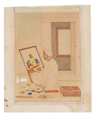 View full screen - View 1 of Lot 181. A portrait of a Sikh artist at work, possibly a self-portrait, attributable to Bishan Singh, North India, Amritsar or Lahore, circa 1860-70.