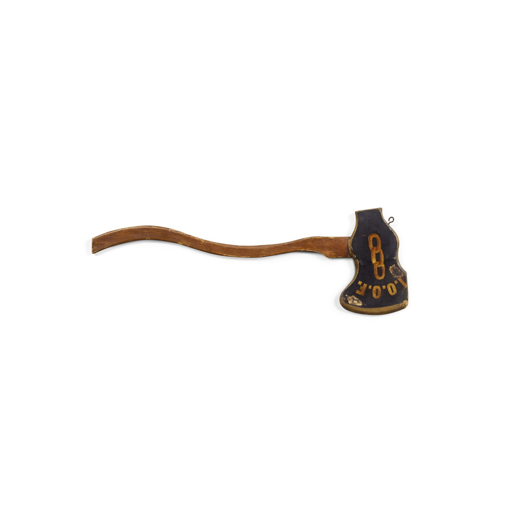 View full screen - View 1 of Lot 82. Paint-Decorated Wooden Ceremonial Odd Fellows Axe, 19th Century.