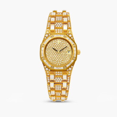 View full screen - View 1 of Lot 2284. Royal Oak, Reference 66601BA/Z/0790BA/05 | A yellow gold and diamond-set bracelet watch with date, Circa 1996.
