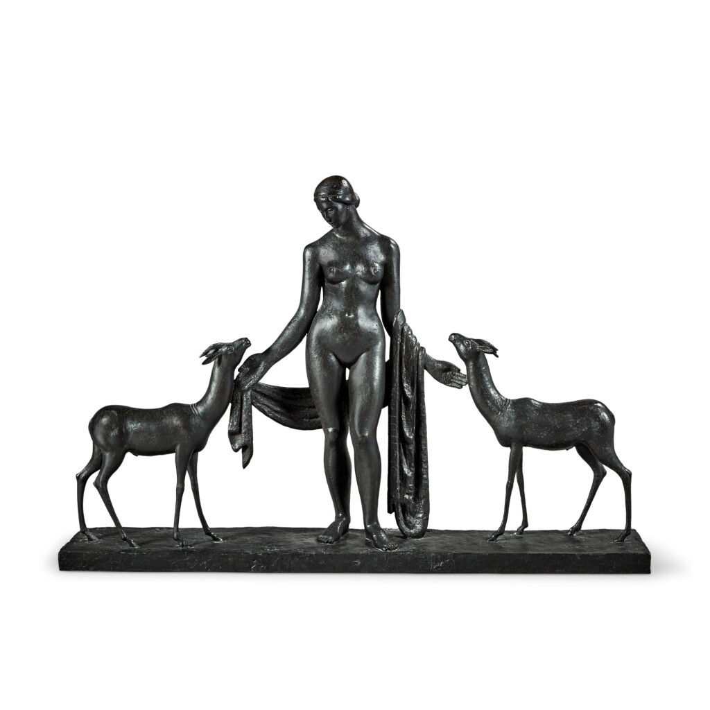 View full screen - View 1 of Lot 380. Femme et gazelles.