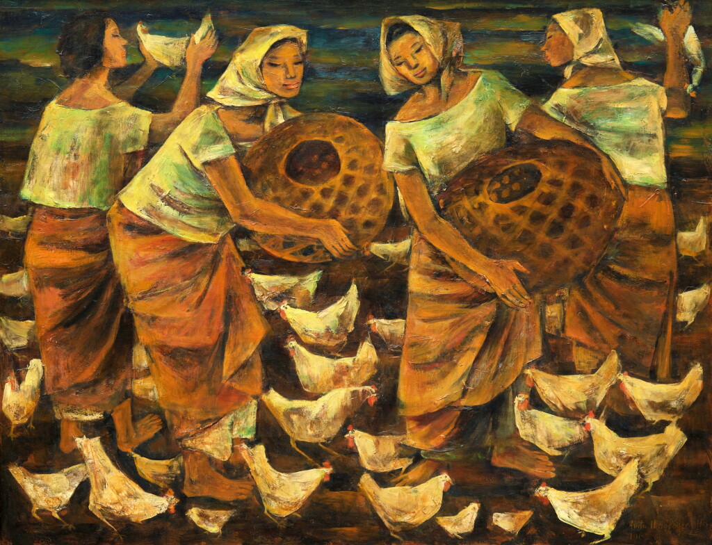 View full screen - View 1 of Lot 3825. Anita Magsaysay - Ho 安妮塔·馬賽賽·何 | Paghuhuli Ng Mga Manok (Catching Chickens) 捕雞.