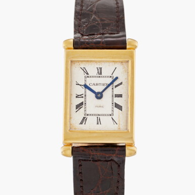View full screen - View 1 of Lot 560. Tank Obus | A yellow gold wristwatch, Circa 1920s.