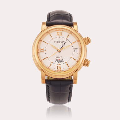 View full screen - View 1 of Lot 619. Alarm GMT | A limited edition pink gold dual time wristwatch with date and alarm, Circa 2000.