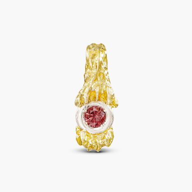 View full screen - View 1 of Lot 1266. Fancy Deep Orangy Pink Diamond Pendant | 0.20克拉 深彩橙粉紅色鑽石 掛墜.