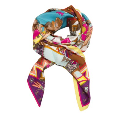 kachinas scarf giant 140cm twill silk herms