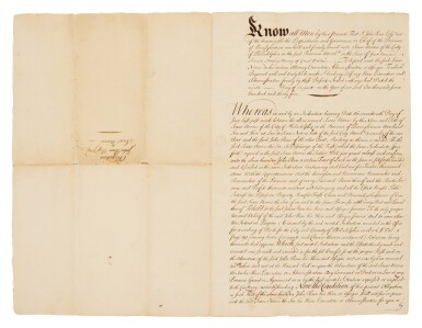 View full screen - View 1 of Lot 69. Benjamin Franklin | Rewitnessing a John Penn–Isaac Norris indenture.