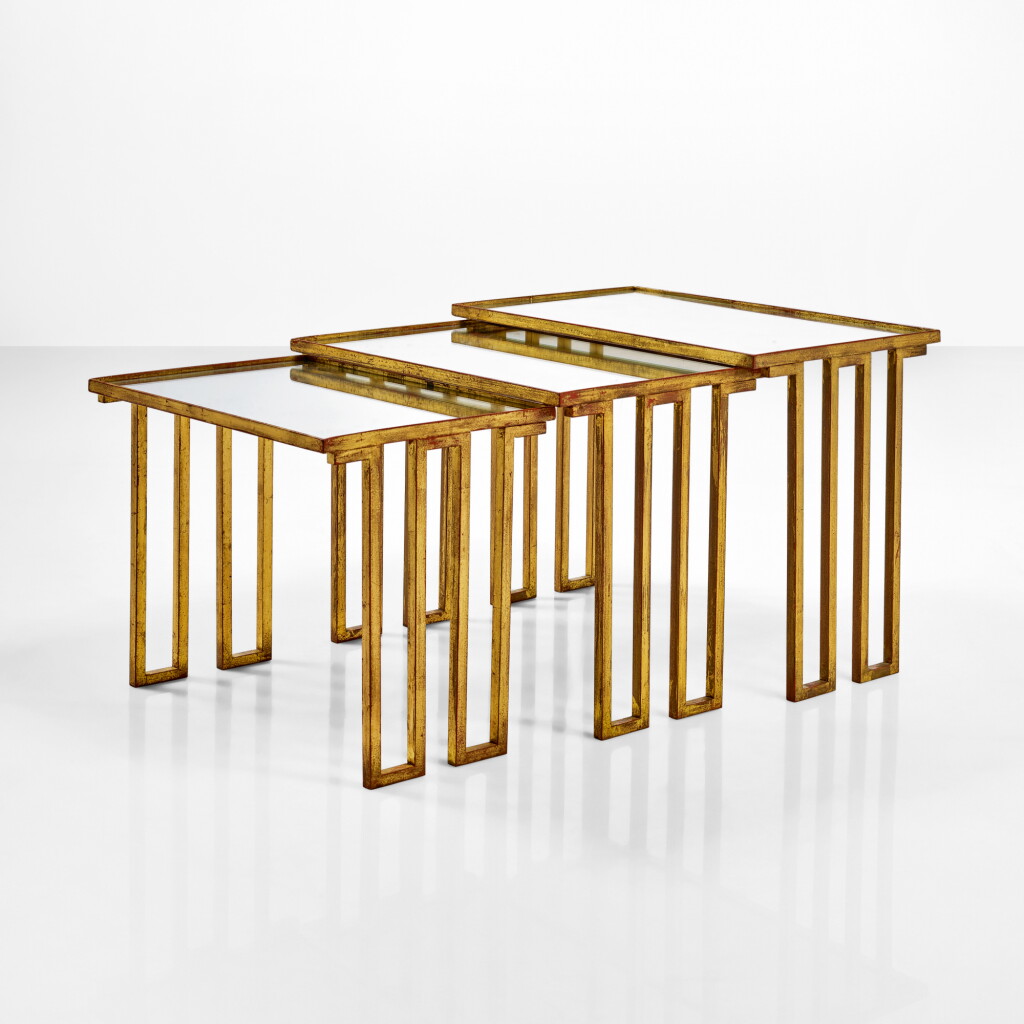View full screen - View 1 of Lot 88. JEAN ROYÈRE | THREE "CRÉNEAUX" NESTING TABLES.
