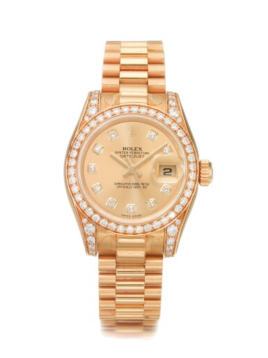 View full screen - View 1 of Lot 137. ROLEX | REF 179158 DATEJUST, A YELLOW GOLD AND DIAMOND SET WRISTWATCH WITH DATE AND BRACELET CIRCA 2010.