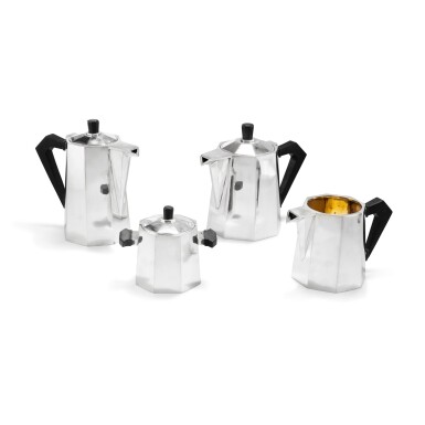 View full screen - View 1 of Lot 87. A silver tea and coffee set, probably Germany circa 1950 | Service à thé et café en argent, probablement Allemagne vers 1950.