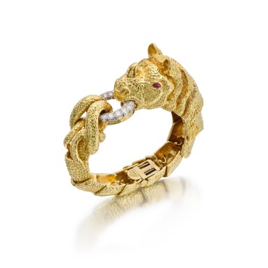 View full screen - View 1 of Lot 176. Gold, Ruby and Diamond Bracelet.