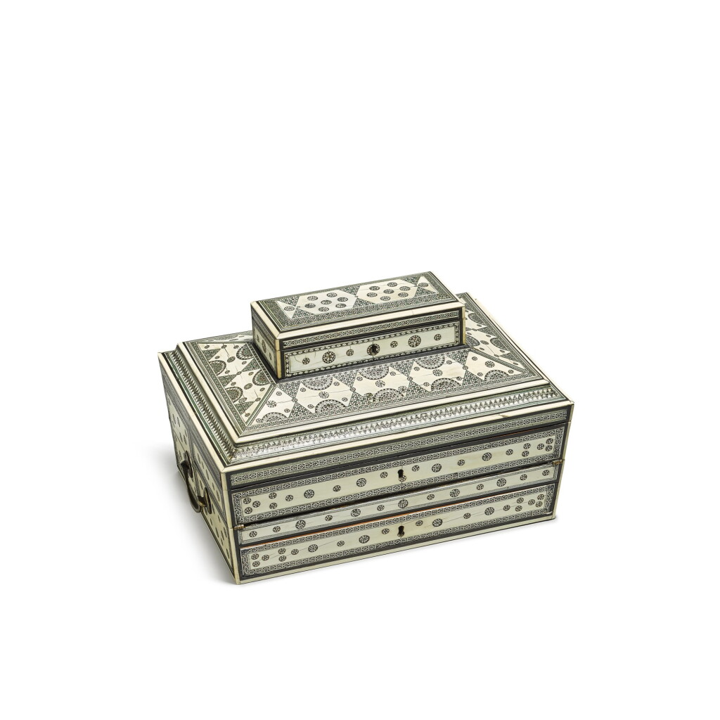 View full screen - View 1 of Lot 112. A fine sadeli-ware work box, Western India, possibly Bombay, second half 19th century.