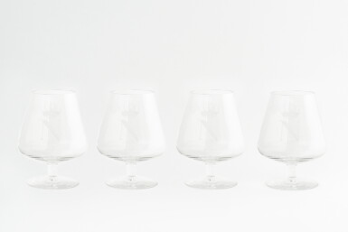 View full screen - View 1 of Lot 44. A SET OF FOUR GERMAN 'NAPOLEON' BRANDY GLASSES.