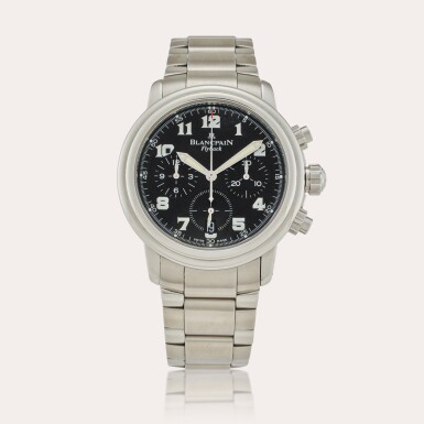 View full screen - View 1 of Lot 523. Reference 2185F-1130-71 Leman | A stainless steel automatic flyback chronograph wristwatch with date and bracelet, Circa 2000.