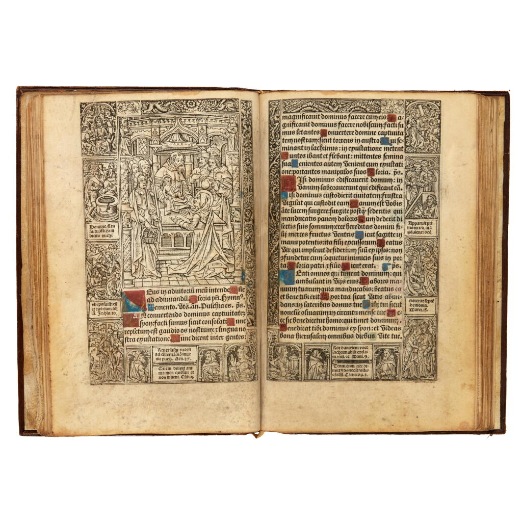 View full screen - View 1 of Lot 163. Horae, use of Rome, Paris, 1503, printed on vellum, contemporary blind-tooled calf.