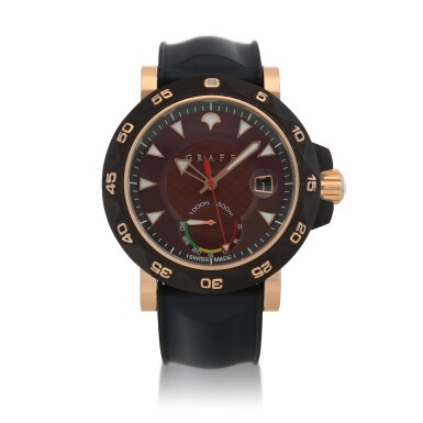 View full screen - View 1 of Lot 129. Scubagraff, Ref. SG47DLCCPG Titanium and pink gold wristwatch with date and 30-minute countdown Circa 2015.