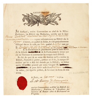 View full screen - View 1 of Lot 47. FRENCH REVOLUTION | a collection of three documents, signed by Talleyrand, Pichegru and others, 1789-98.