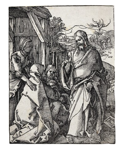 View full screen - View 1 of Lot 3. ALBRECHT DÜRER | CHRIST TAKING LEAVE OF HIS MOTHER; AND THE ASCENSION (B. 21, 50; M., HOLL. 132, 159) .