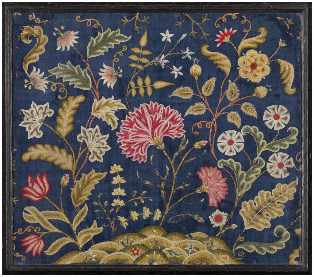 View full screen - View 1 of Lot 43. Two English embroidered and needlework pictures, 18th century.