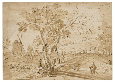 View full screen - View 1 of Lot 330. A Landscape with Figures and a Windmill.