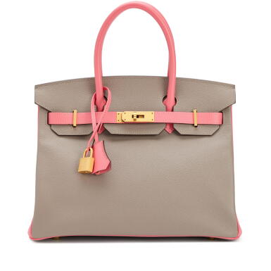 View full screen - View 1 of Lot 102. Gris Mouette and Rose Azalee Epsom HSS Birkin 30 Brushed Gold Hardware, 2019.