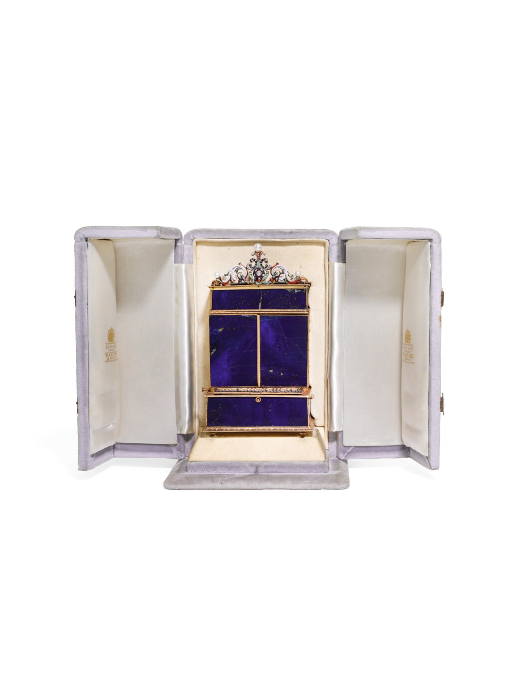 View full screen - View 1 of Lot 66. A 'HISTORISMUS' HARDSTONE MUSICAL BOX WITH TIMEPIECE, JEWELLED GOLD, SILVER AND ENAMEL MOUNTS, LATE 19TH CENTURY.