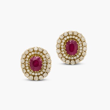 View full screen - View of Ruby and Diamond Earrings .