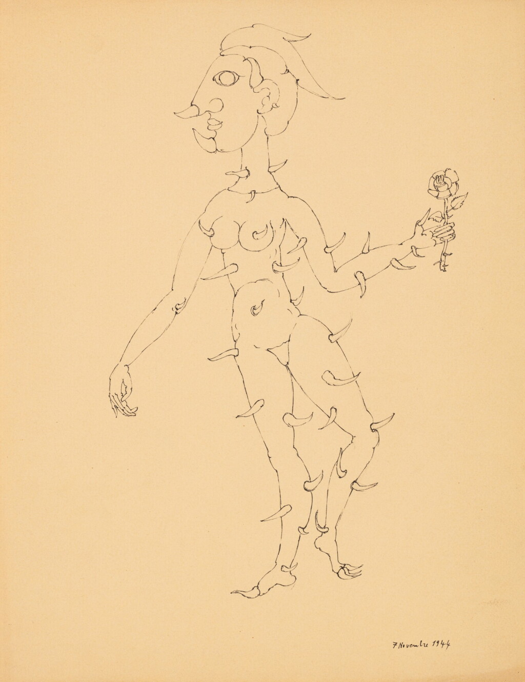 View full screen - View 1 of Lot 520. Personnage (Variation originale autour du thème de la femme rose-croix) .