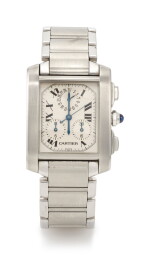 TANK FRANÇAISE CHRONOFLEX, REFERENCE 2303 STAINLESS STEEL CHRONOGRAPH WRISTWATCH WITH BRACELET (CRONOGRAFO IN ACCIAIO INOSSIDABILE CON BRACCIALE) CIRCA 1995 | CARTIER, PARIS