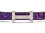 Ultra Violet Shiny Porosus Crocodile Belt 18K White Gold and Diamond H Buckle, 2013
