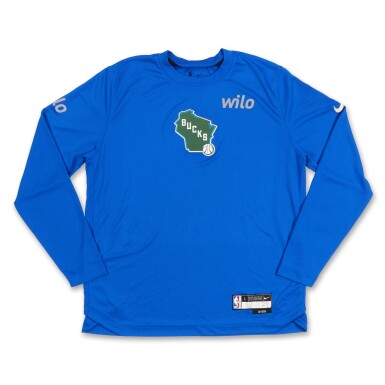 View full screen - View 1 of Lot 68. Pat Connaughton Milwaukee Bucks 2024-2025 Game Worn City Edition Warmup Top.