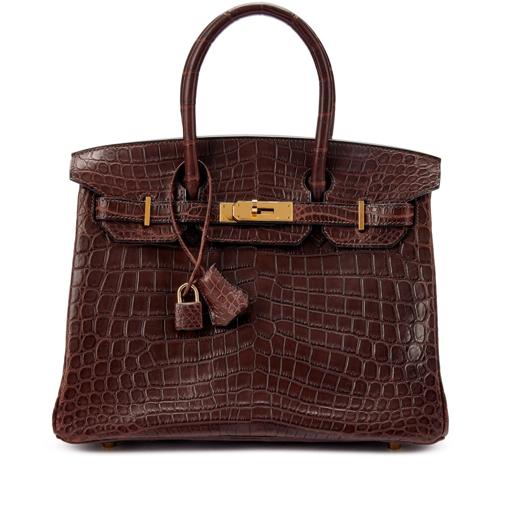 全螢幕檢視 - 查看9797Important Private Collection: Chocolate Matte Niloticus Crocodile Custom Birkin 30 Gold Hardware, 2002的1