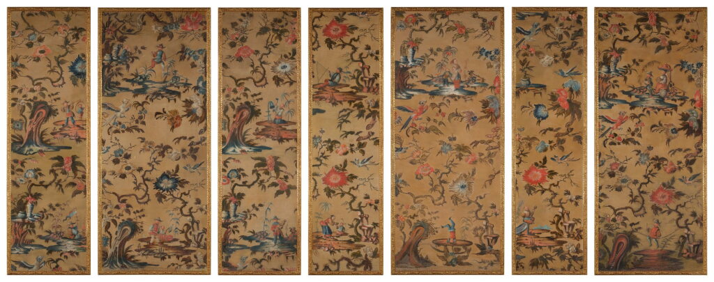 View full screen - View 1 of Lot 174. A Set of Seven Chinoiserie Panels, 18th Century.