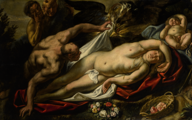 View full screen - View 1 of Lot 45. JACOB JORDAENS | THE SLEEPING ANTIOPE APPROACHED BY JUPITER.